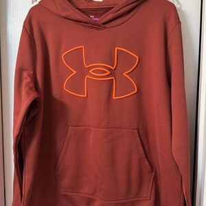 Under Armour Rust-Brown Hoodie with Orange Logo